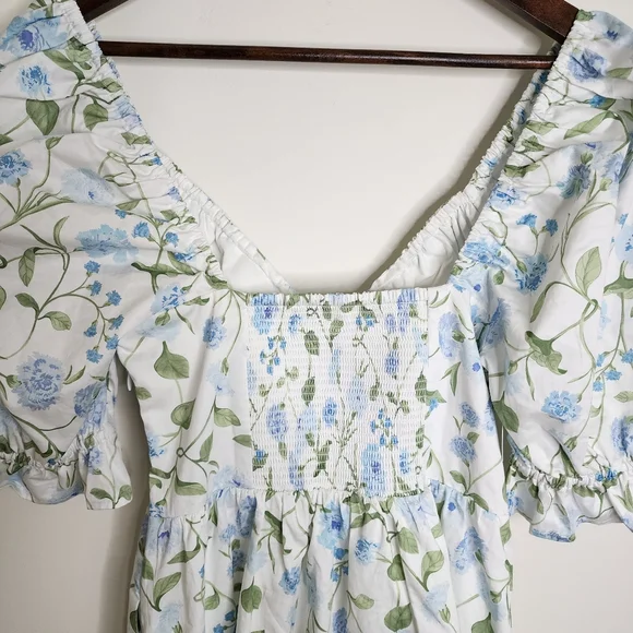 Hill House Ophelia Floral Puff Sleeve Mini Dress Small Cottagecore Picnic Boho - Picture 13 of 16
